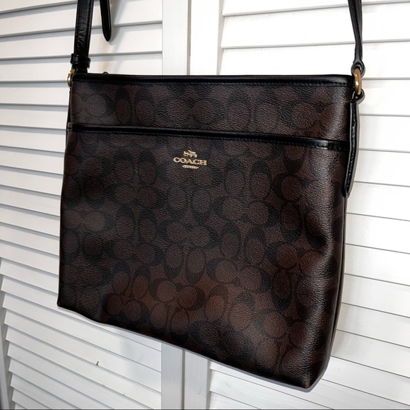 Coach Rowan File Crossbody Signature Monogram Bag Brown - Picture 2 of 15